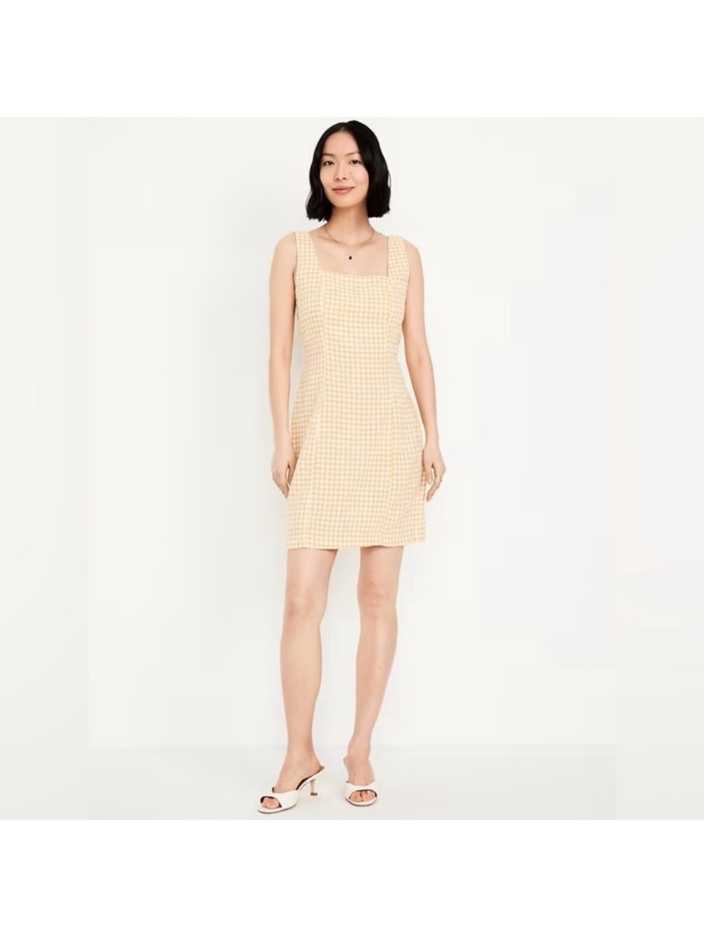 NWT! Old Navy Yellow
Gingham Square-Neck Linen-Blend Mini Dress - SIZE 2X